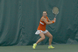 Gabriela Knutson won both her singles and doubles matches against Wake Forest on Friday.