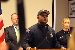 SPD Chief Frank Fowler, pictured above at a press conference in February, spoke Tuesday at a panel and touched on gun violence as well as interactions between police and the community.